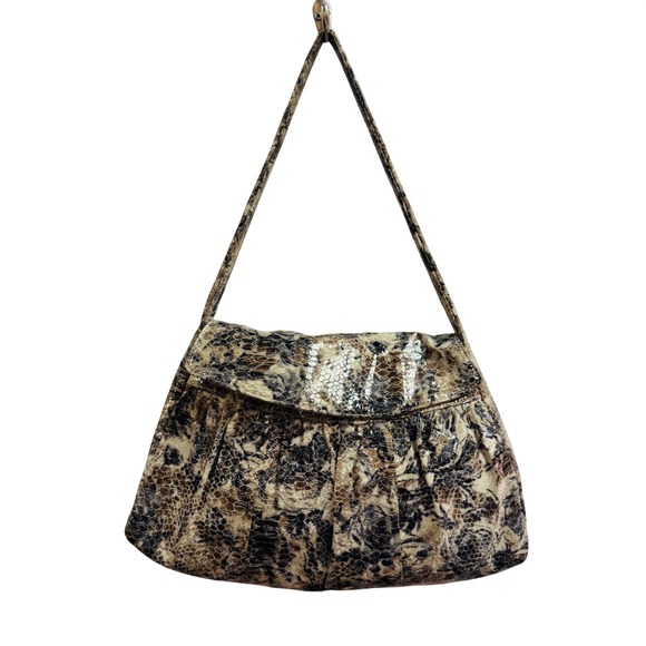 Hobo International Handbags - Hobo International Snakeskin Print Metallic Shoulder Bag Neutral Tan